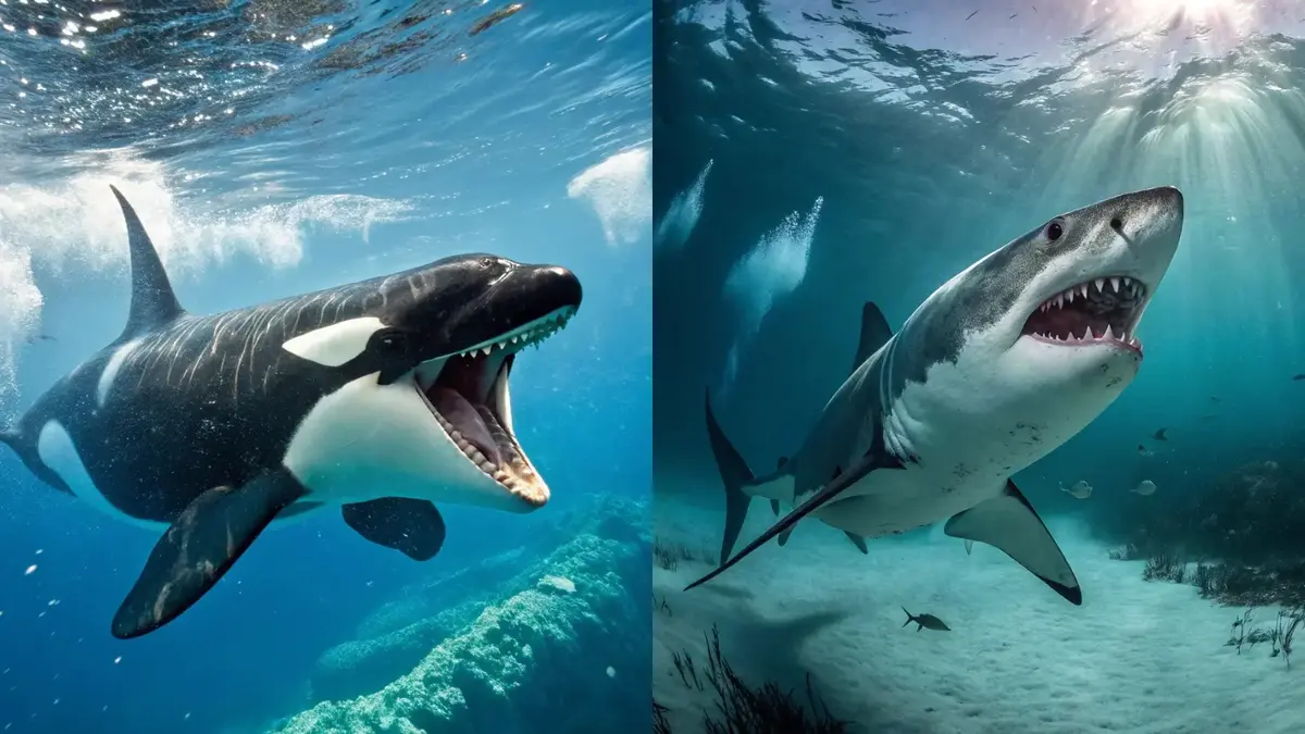 requin blanc, orque, écosystème marin, équilibre