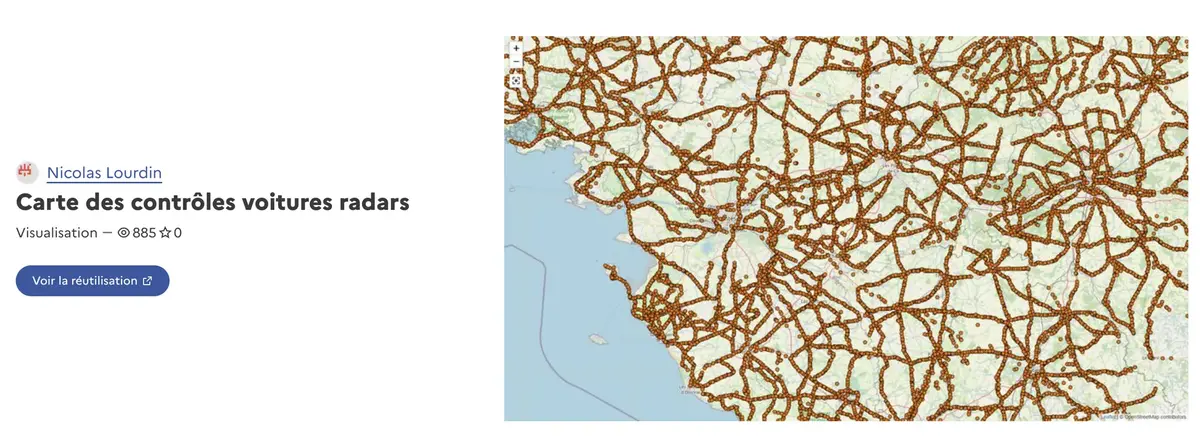 carte des contrôles voitures radars