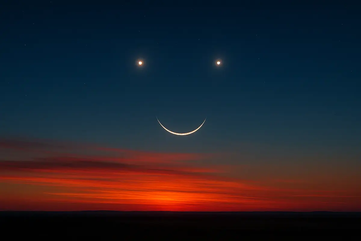 smiley cosmique, étoiles, alignement planètes