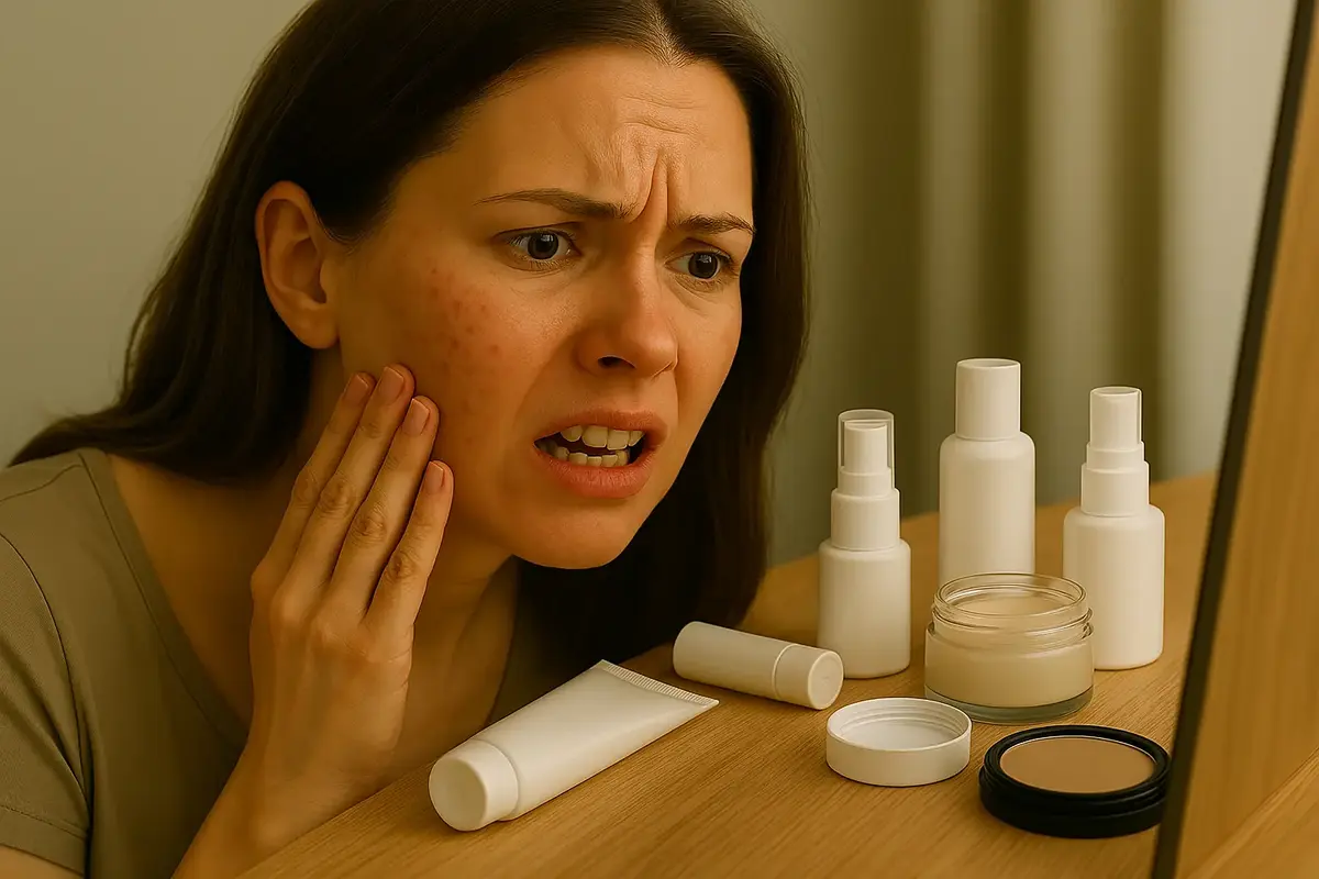 maquillage, effet négatif, peau