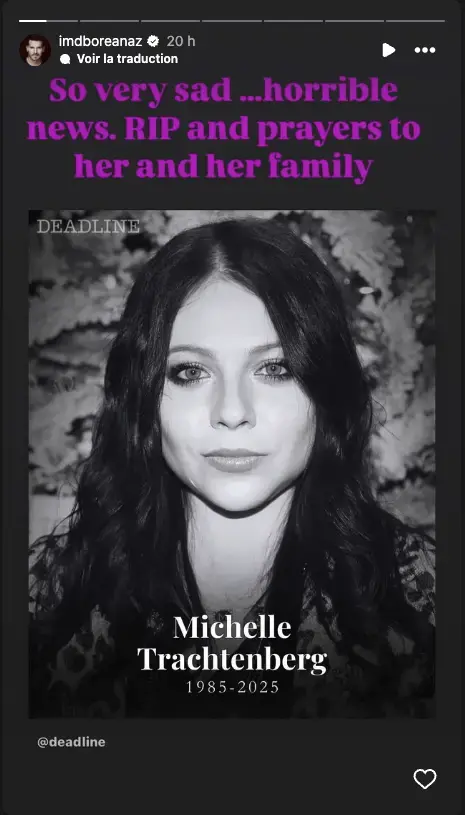 hommage, Michelle Trachtenberg, David Boreanaz, réseaux sociaux