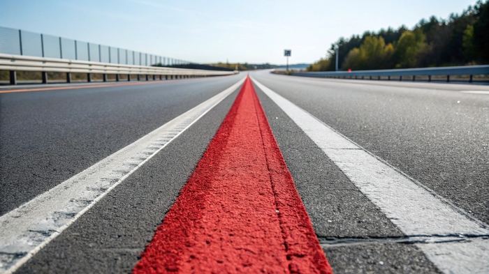 Ligne rouge mystérieuse sur l'autoroute : vous allez rire jaune